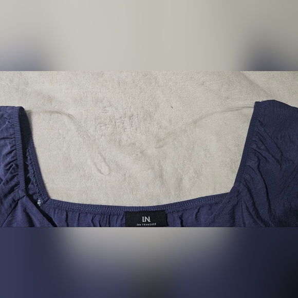 NWT Juniors Size Large Denim Color Short Sleeve Top - Picture 6 of 10